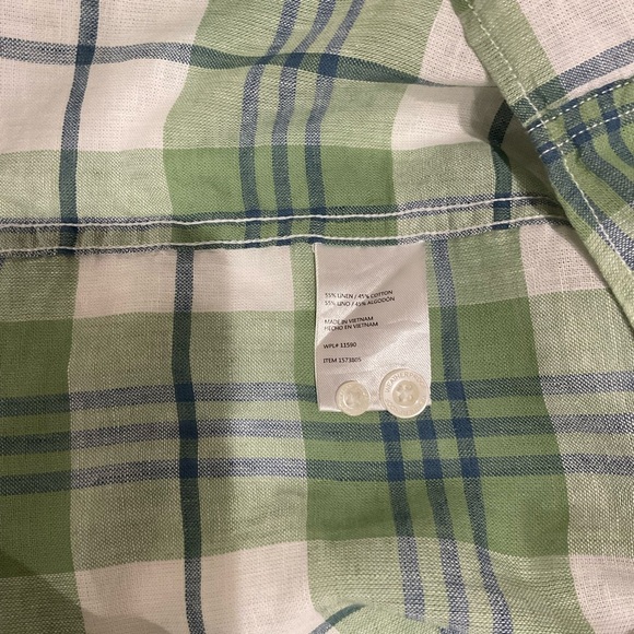 Weatherproof “Vintage” Shirt Short Sleeve Washable Linen Green Plaid Men’s Med - Picture 7 of 9